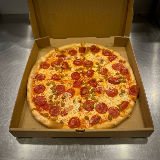 Pepperoni and Sausage Pizza.