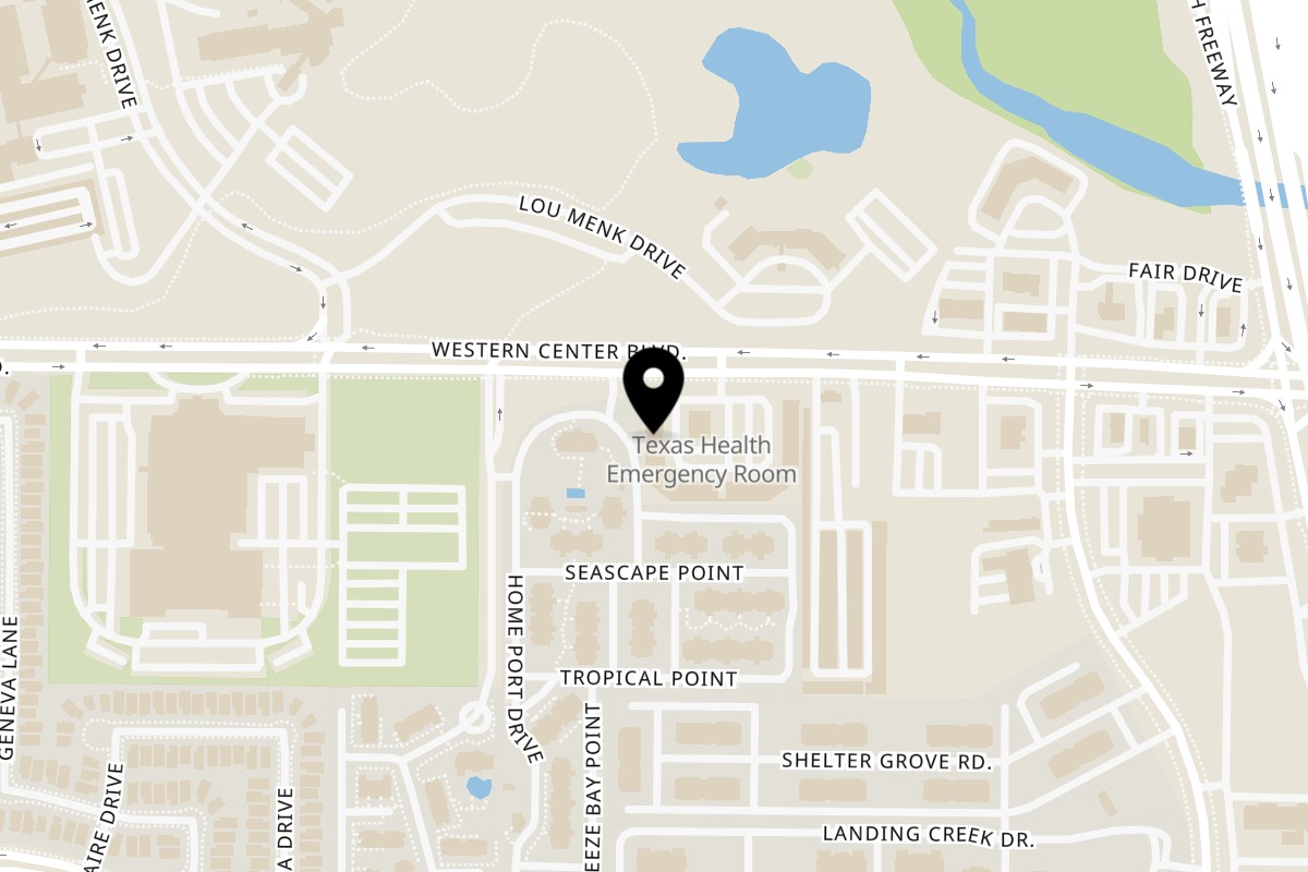 Map showing the location of Pizza Nearby on 2700 Western Center Blvd Ste 102 in Fort Worth